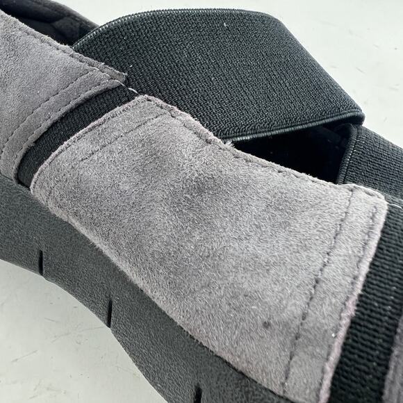 Clarks (8) Dark Gray Suede Platform Mary Jane Comfort Loafer Shoes - Picture 9 of 10